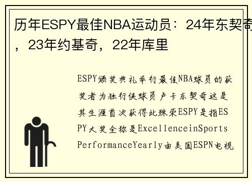 历年ESPY最佳NBA运动员：24年东契奇，23年约基奇，22年库里
